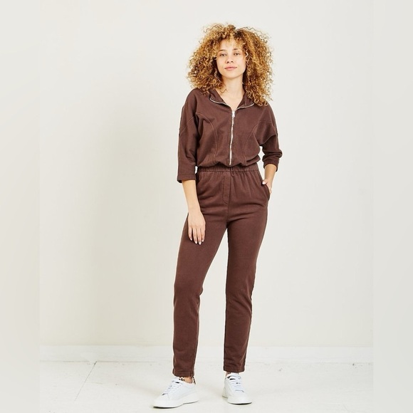 Mantra Jo Zip Women's Jumpsuit in Demitass Brown- Size Large - Picture 1 of 5